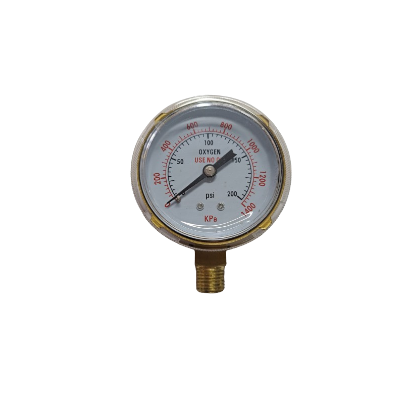 Oxygen Pressure Gauge, 0 - 200 PSI, 2-1/2" Dial 1/4" NPT